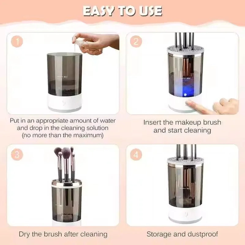 3-in-1 USB automatic portable Ultrasonic rotating makeup brush cleaner Color Makeup quick cleaner and dryer