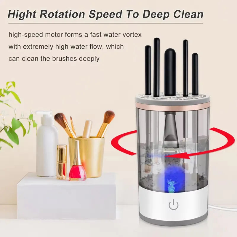 3-in-1 USB automatic portable Ultrasonic rotating makeup brush cleaner Color Makeup quick cleaner and dryer