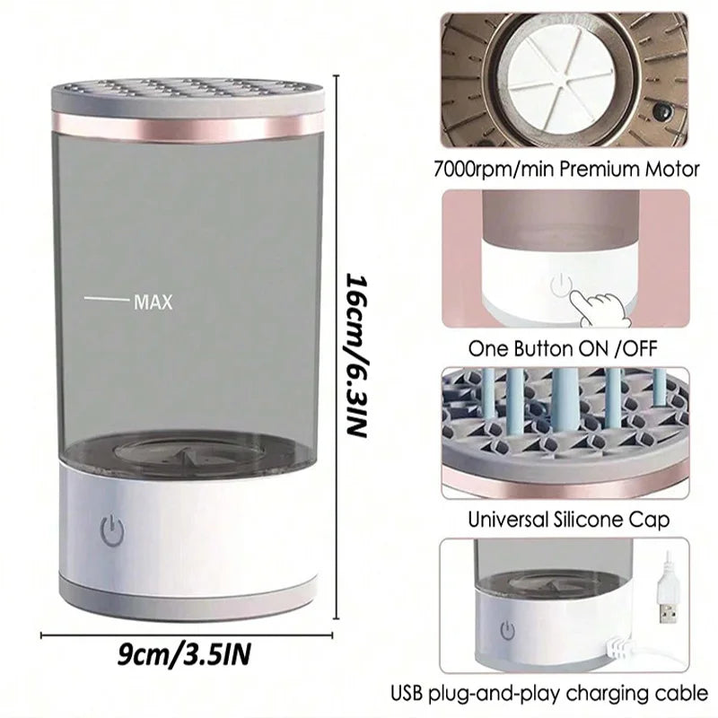 3-in-1 USB automatic portable Ultrasonic rotating makeup brush cleaner Color Makeup quick cleaner and dryer