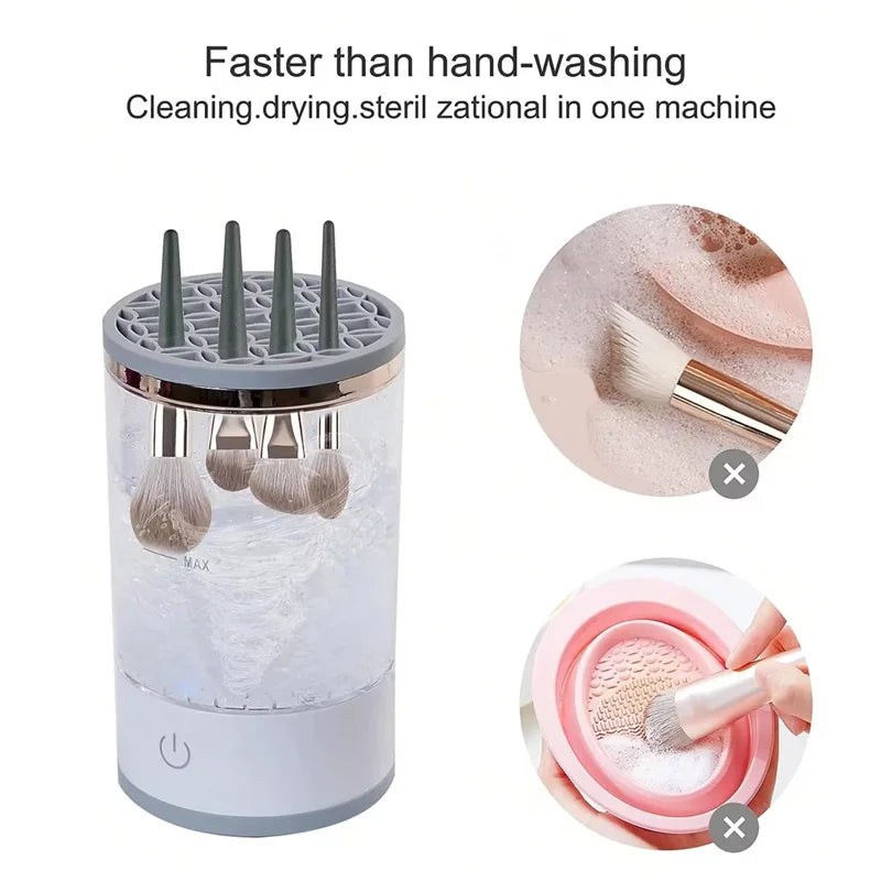 3-in-1 USB automatic portable Ultrasonic rotating makeup brush cleaner Color Makeup quick cleaner and dryer